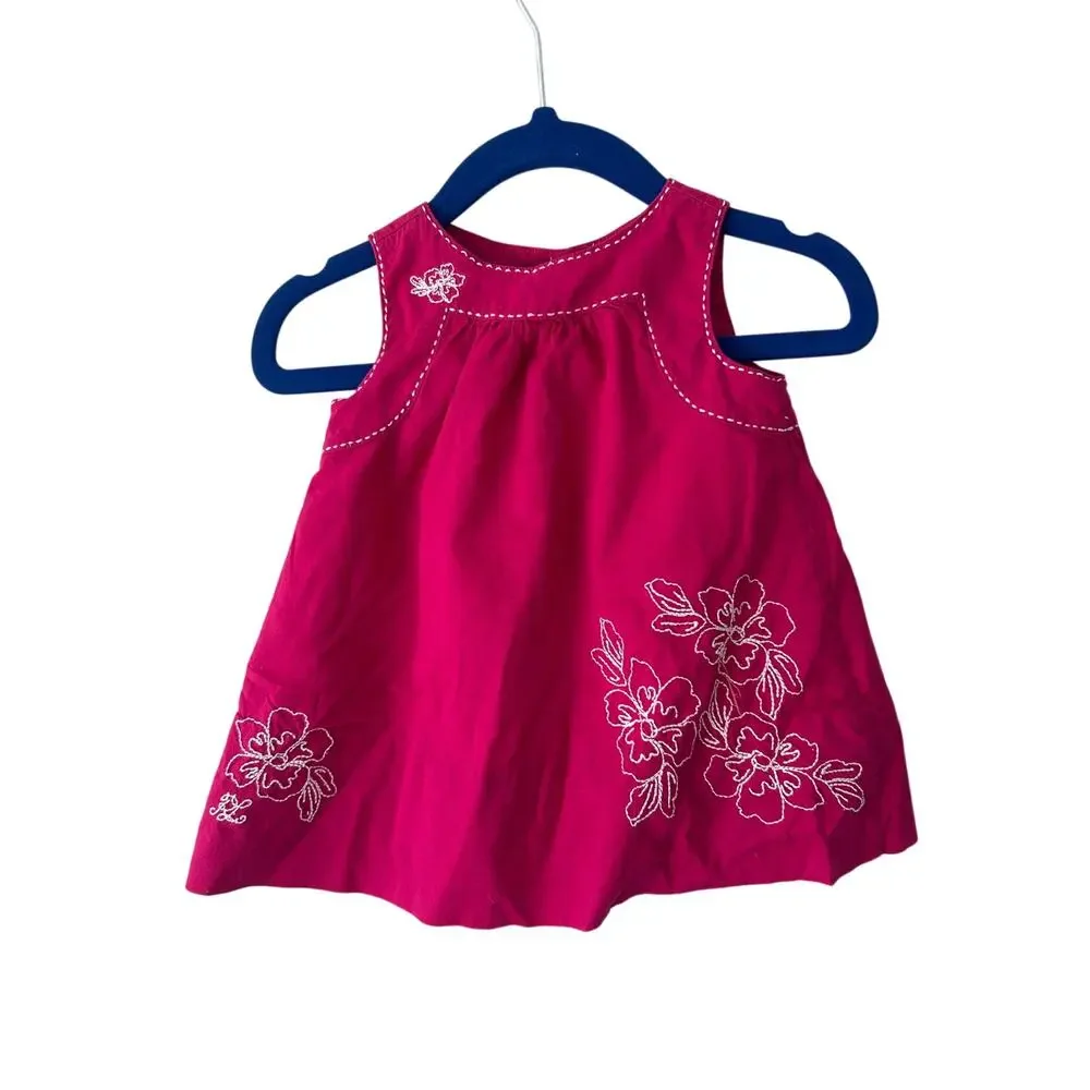 VTG 80s Ralph Lauren Pink Floral Embroidered Dress 3M